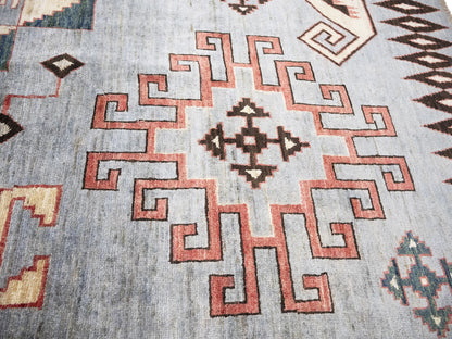 Geometric Tribal Afghan Oriental Rug Handmade Farmhouse Decor Carpet 10X14