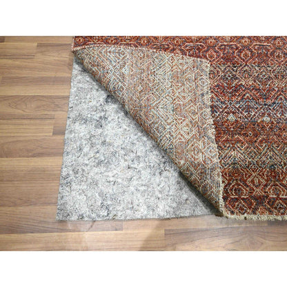 2'6"X10'2" Red Small Geometric Pattern Soft Wool Hand Knotted Runner Rug