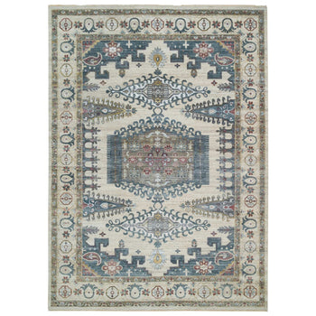 10'X14' Ivory Hand Knotted Reimagined Viss Design 100% Wool Oriental Rug