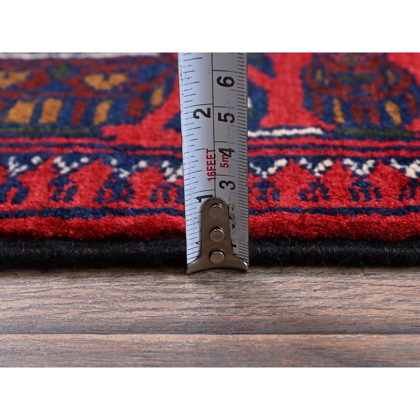 3'10"X5'7" Red Afghan Khamyab Geometric Design Hand Knotted Soft Wool Rug