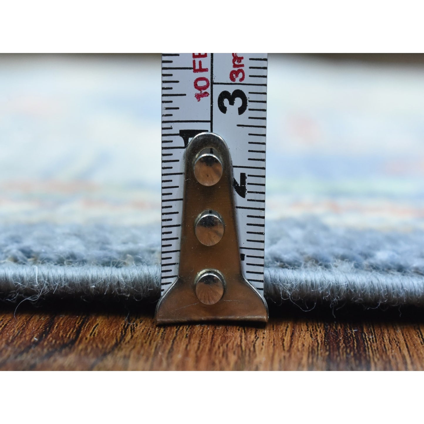 2'7"X15'10" Blue Wool Hand Knotted Afghan Angora Oushak Xl Runner Rug