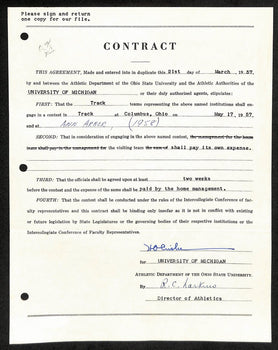 Fritz Crisler Cfb Hof Signed 1957 Contract University Of Michigan Jsa 185592