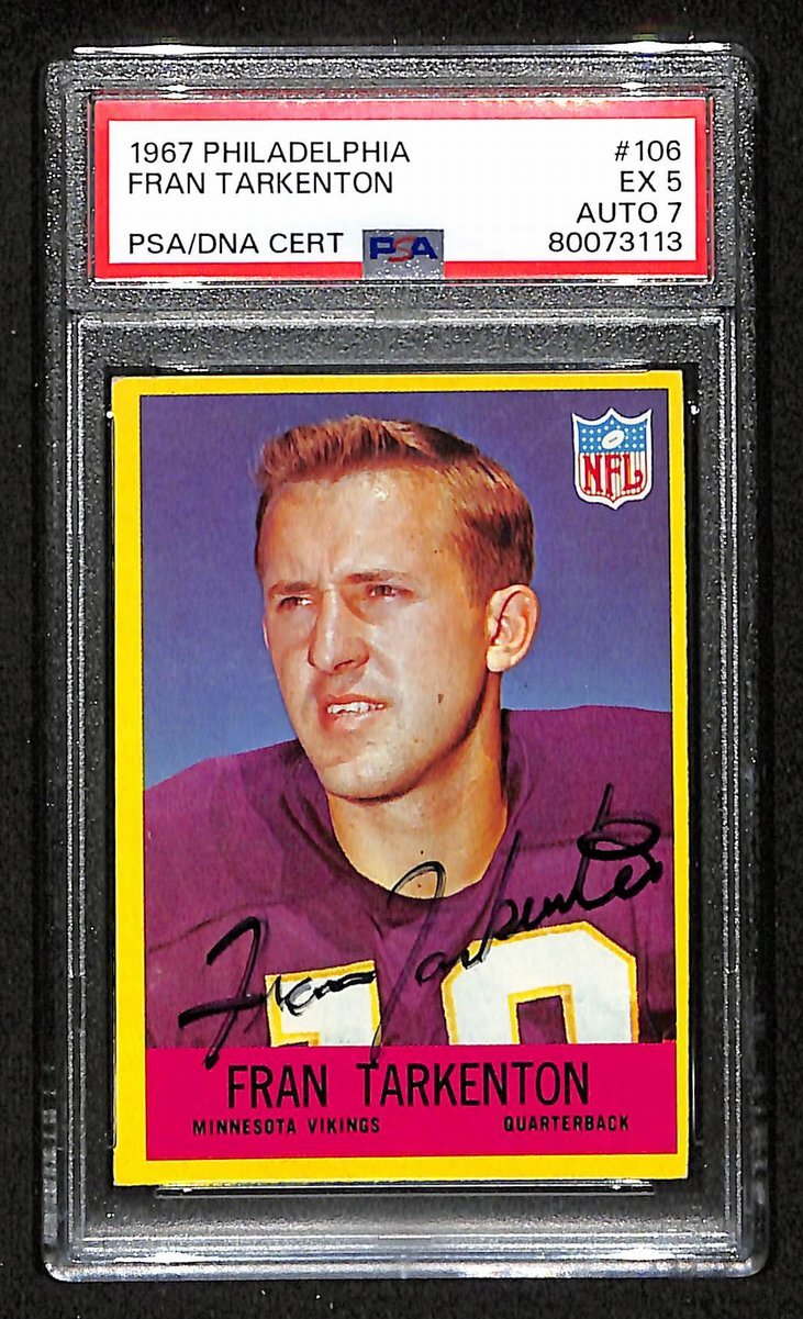 Fran Tarkenton Signed 1967 Philadelphia Card #106 Vikings PSA/ DNA EX 5 195923