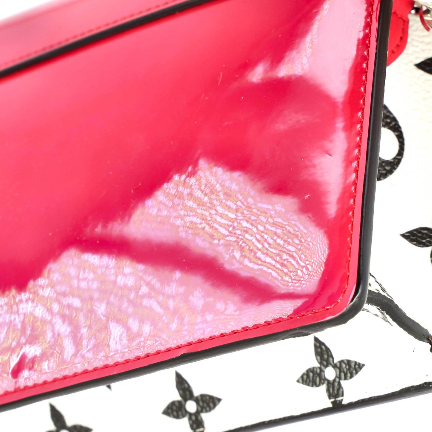 Louis Vuitton Cherrywood Chain Wallet Vernis With Monogram Canvas