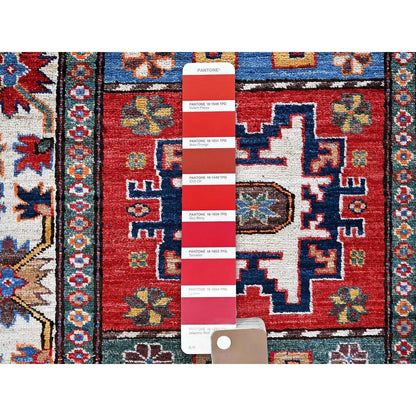 2'8"X9'2" Colorful Caucasian Design Revival Hand Knotted Wool Runner Rug