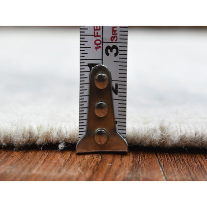 4'X11'8" Ivory White Wash Peshawar Wool Hand Knotted Wide Runner Rug