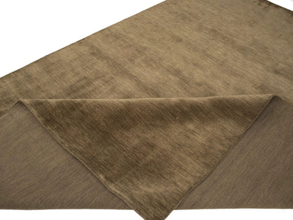 Brown Solid Design Hand-Loomed 9X12 Gabbeh Wool