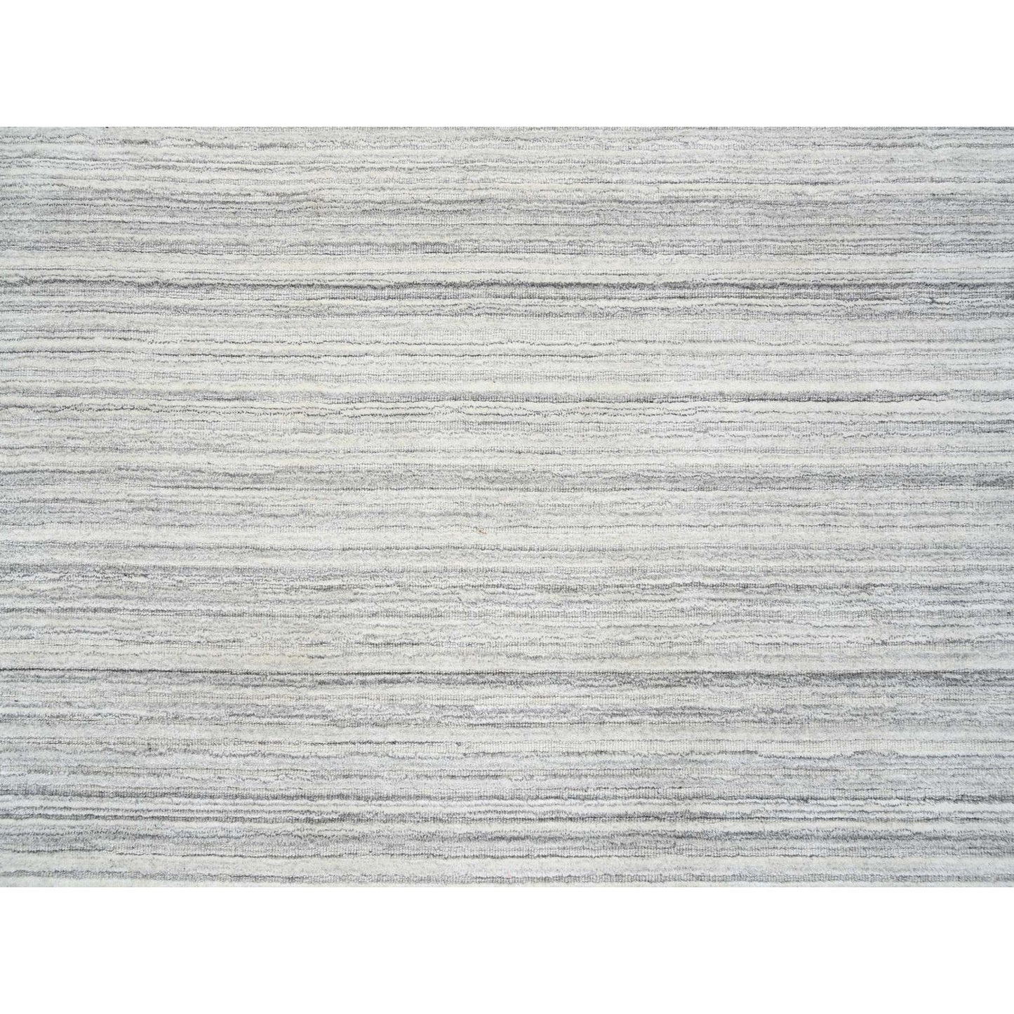 9'9"X9'9" Gray Hand Loomed Undyed Natural Wool Modern Design Round Rug