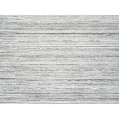 9'9"X9'9" Gray Hand Loomed Undyed Natural Wool Modern Design Round Rug
