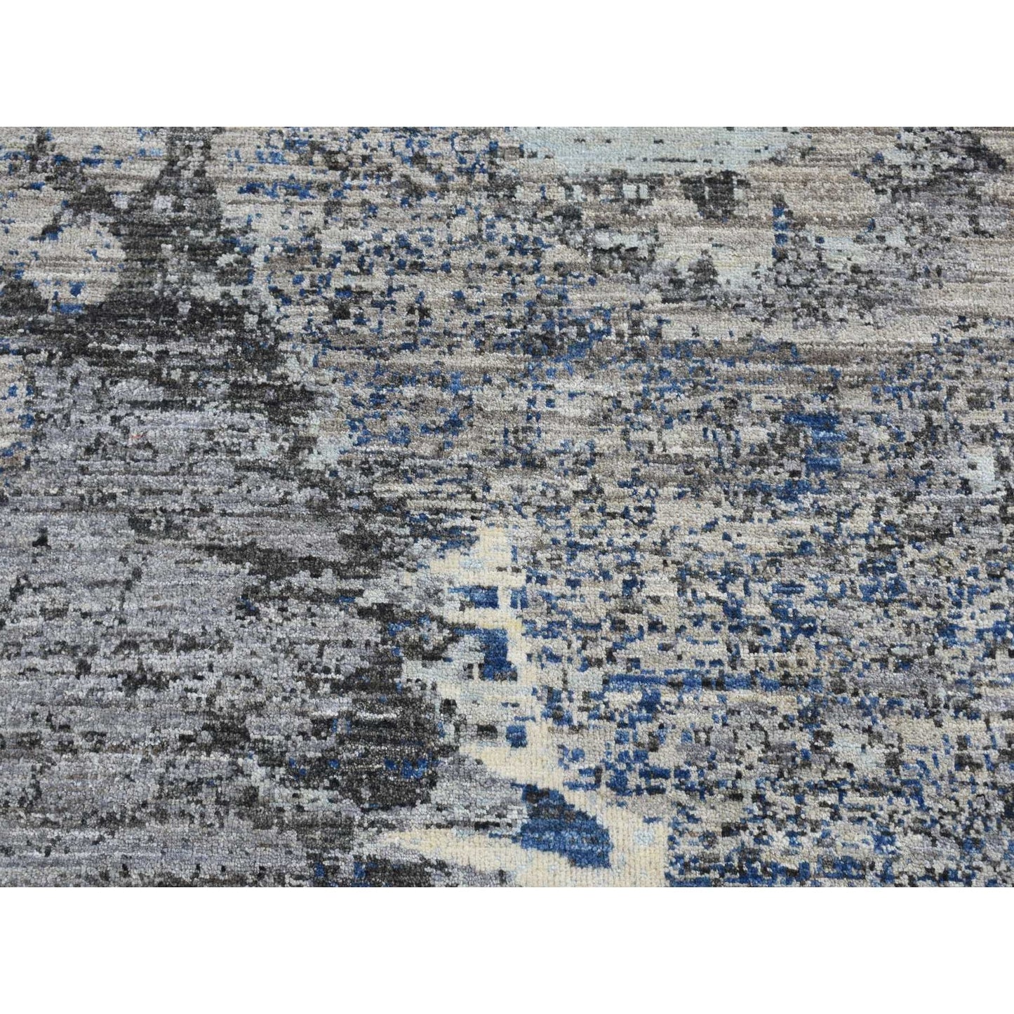 8'1"X10'1" Gray Broken Flower Design Pure Wool Hand Knotted Rug