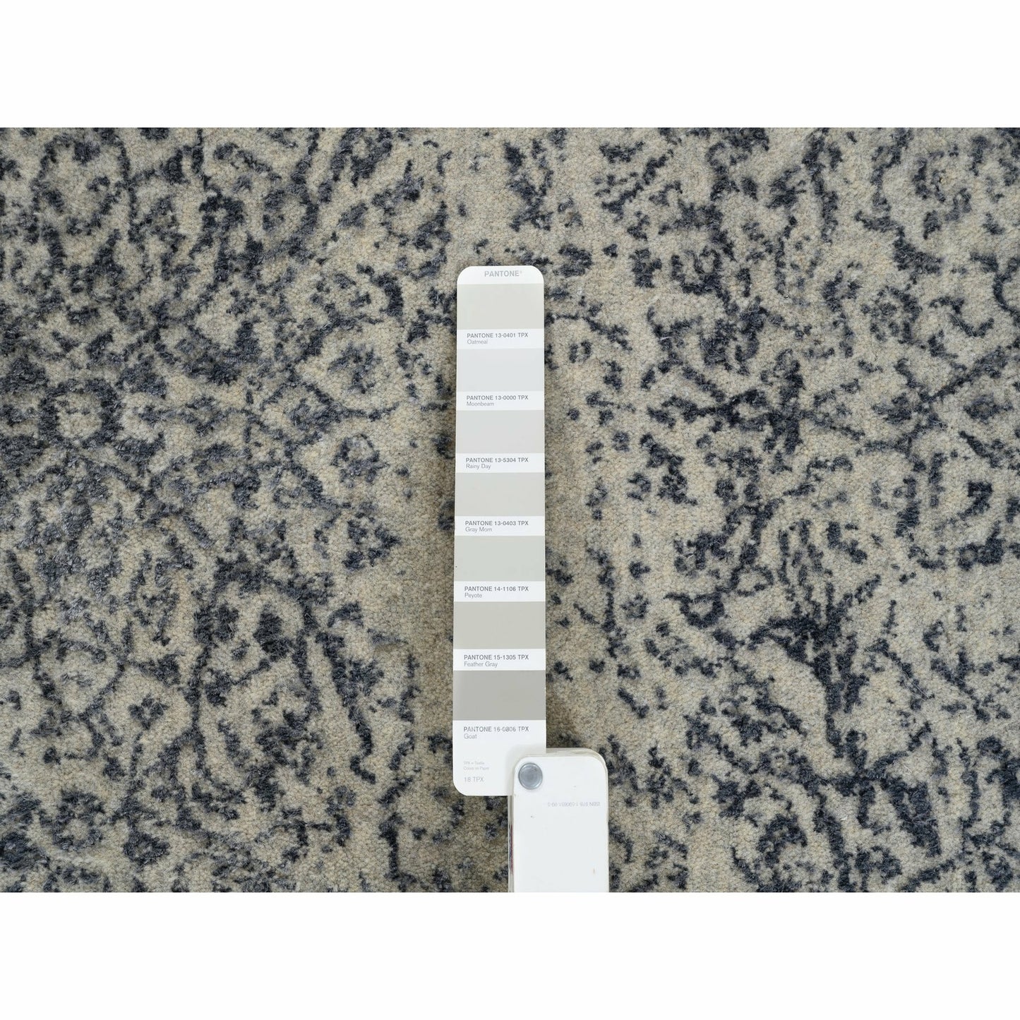 9'X12' Light Gray Fine Jacquard Wool And Silk Hand Loomed Oriental Rug