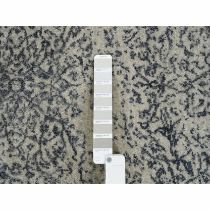 9'X12' Light Gray Fine Jacquard Wool And Silk Hand Loomed Oriental Rug