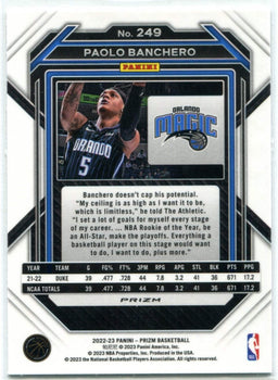 Paolo Banchero 2022 - 2023 Panini Prizm Cracked Ice Prizm Rc #249