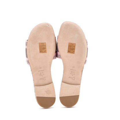 Christian Dior Women'S Dway Flat Sandals Embroidered Canvas