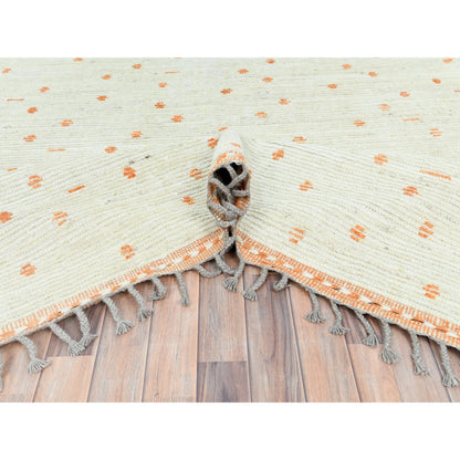 10'X14'4" Ivory Moroccan Berber Organic Wool Hand Knotted Oriental Rug