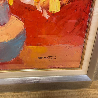 Oil Painting Floral Still Life Yellow Original Czech Framed Art Vase Signed