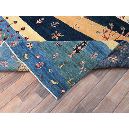 8'X9'7" Legion Blue Scenery Gabbeh Hand Knotted 100% Wool Oriental Rug