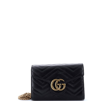 Gucci Gg Marmont Chain Wallet Matelasse Leather Mini