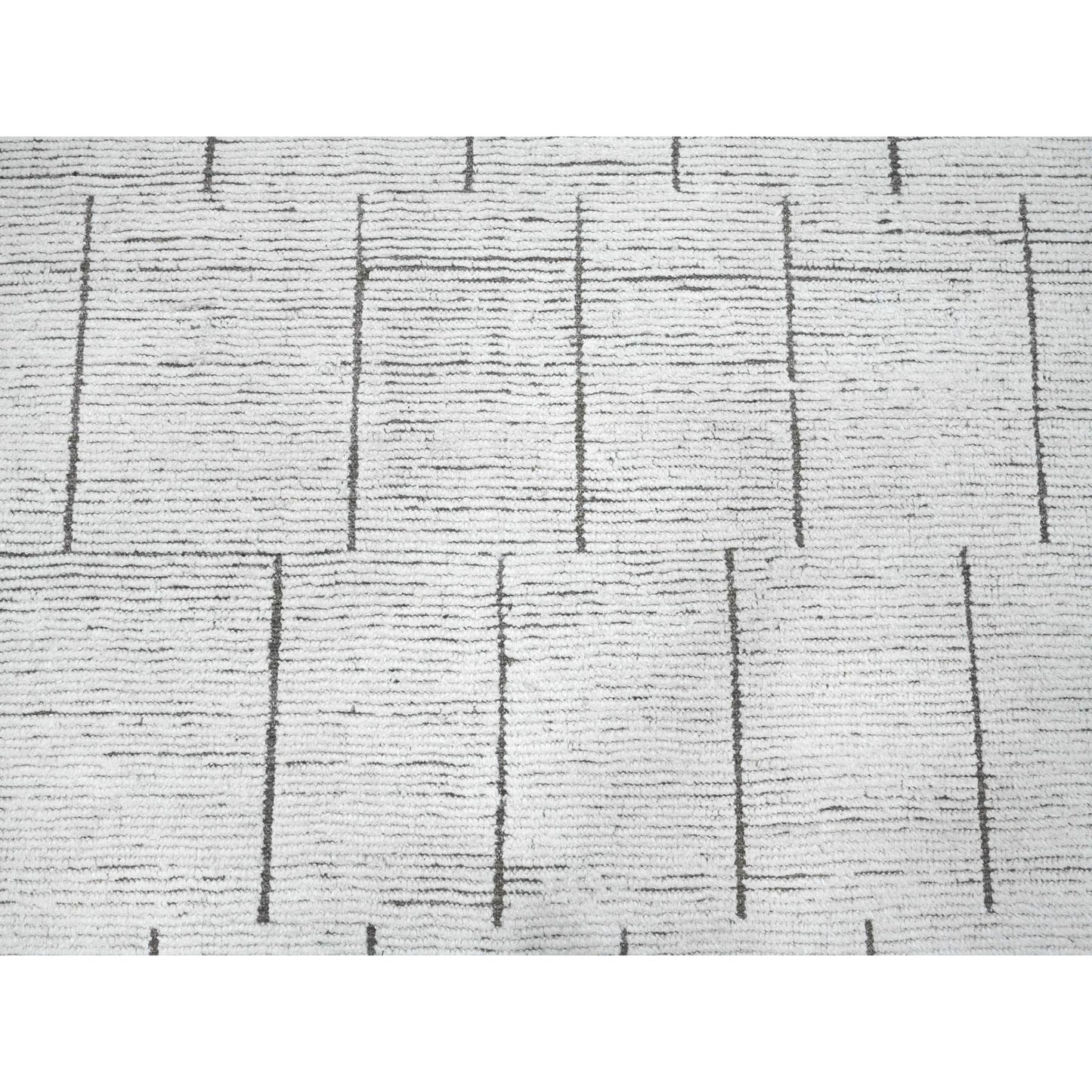 12'X16'2" Silky White Hand Knotted Moroccan Weave Geometric Oversized Rug