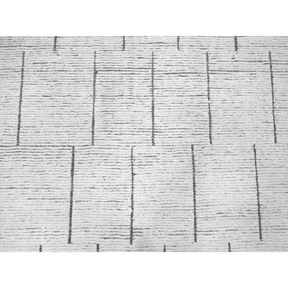 12'X16'2" Silky White Hand Knotted Moroccan Weave Geometric Oversized Rug