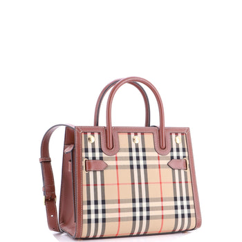 Burberry Title Two Handle Tote Vintage Check Canvas And Leather Mini