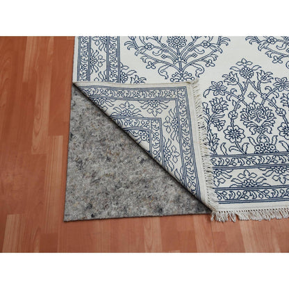 8'X9'9" Ivory Hand Knotted 100% Cotton Agra Design Rug