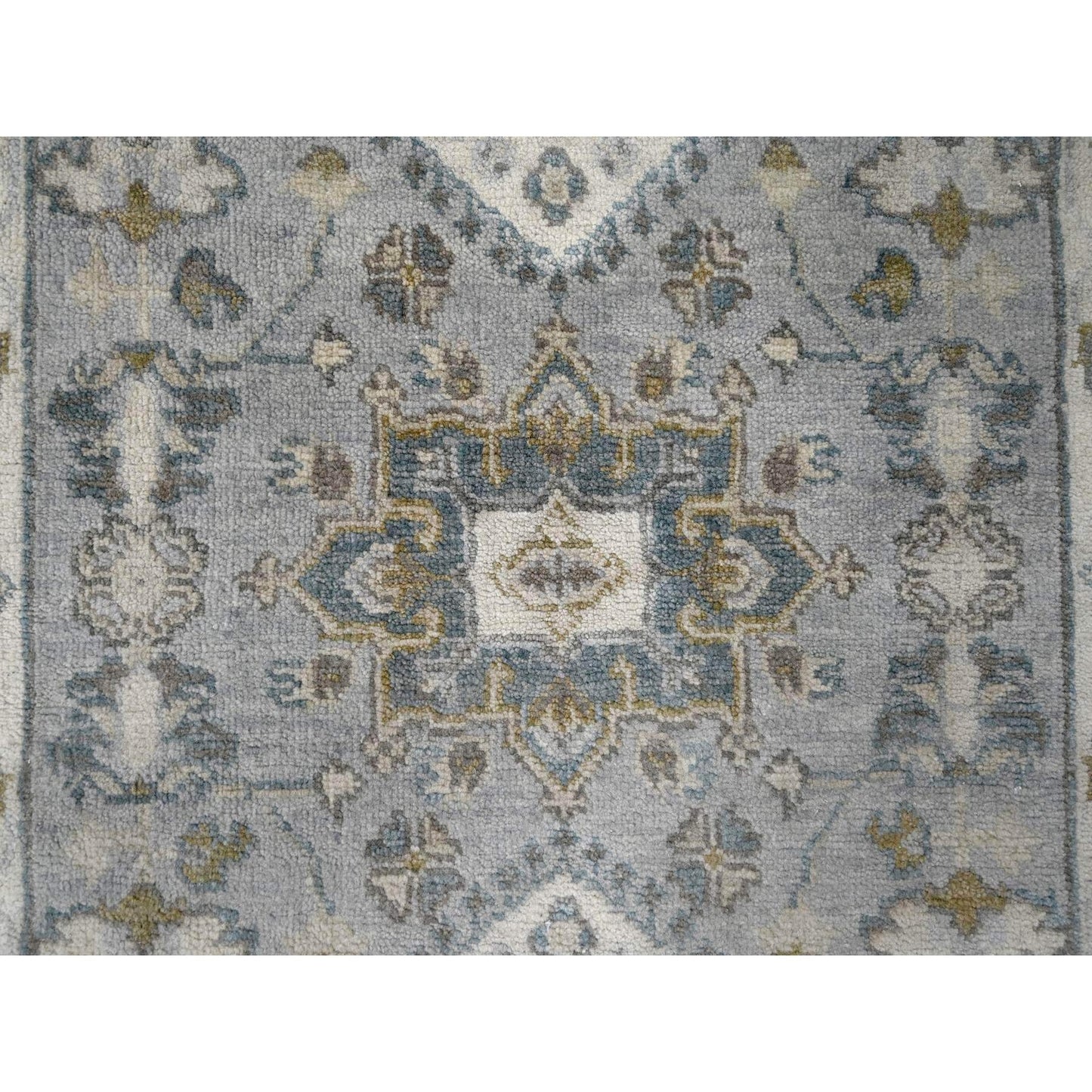 2'7"X7'9" Medium Gray Hand Knotted Karjihooz Design Wool Runner Rug