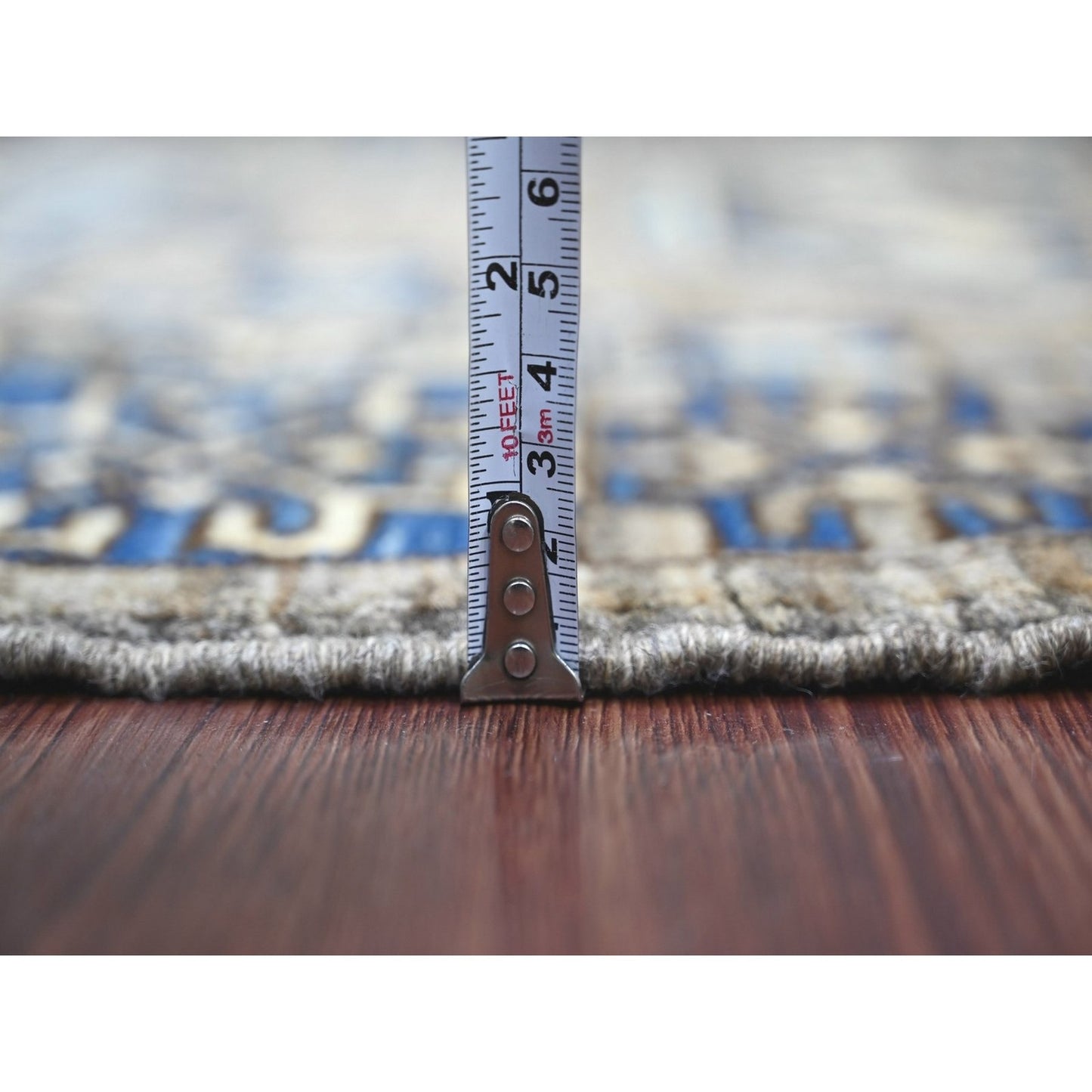 3'3"x4'10" Gray Hand Knotted Afghan Ersari Elephant Feet Design Wool Rug