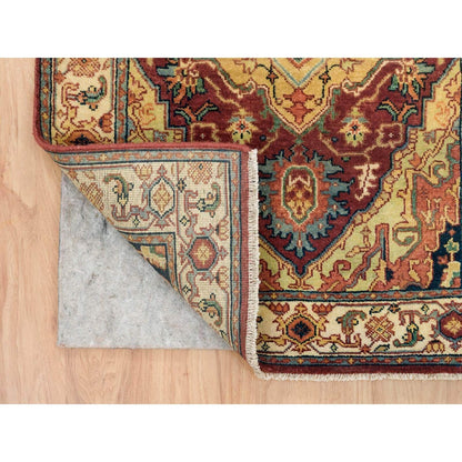 2'7"X22' Red Hand Knotted Heris Re-Creation Soft Wool Xl Runner Rug