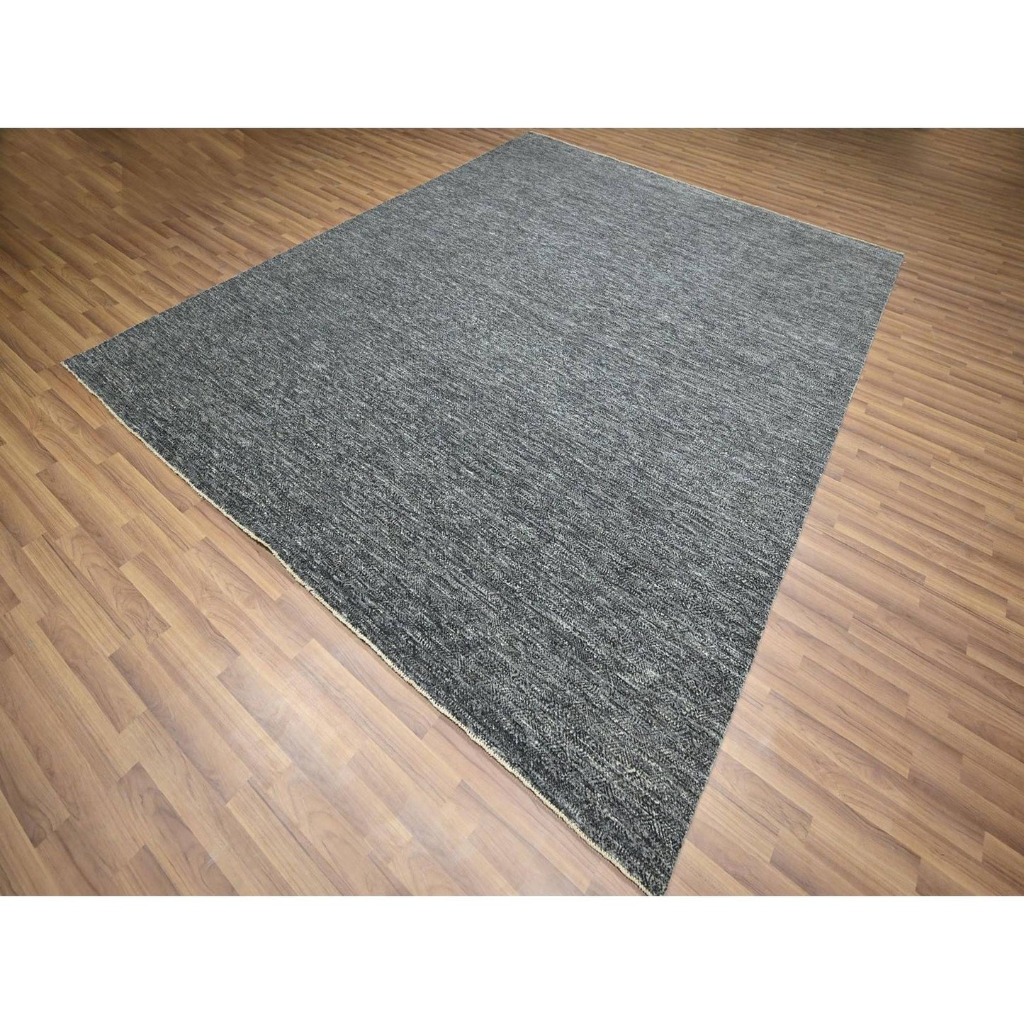 8'1"X10'1" Dim Gray Hand Knotted Kohinoor Small Geometric Design Wool Rug