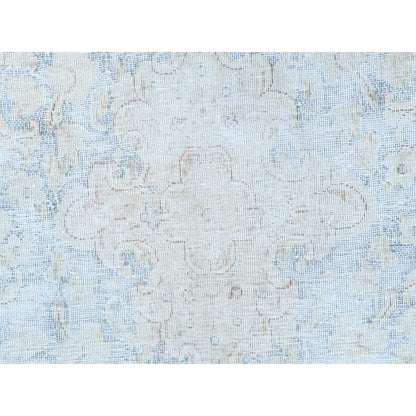8'2"X13' Ivory Old Farsian Karman Hand Knotted Wool Distressed Look Rug
