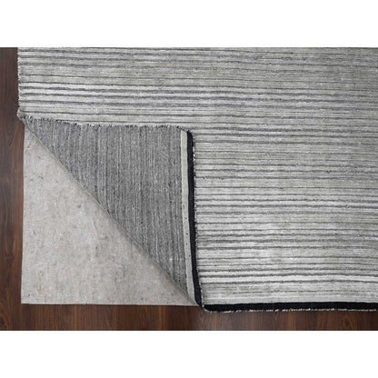 10'X14' Taupe Modern Textured Design Wool & Silk Hand Loomed Oriental Rug