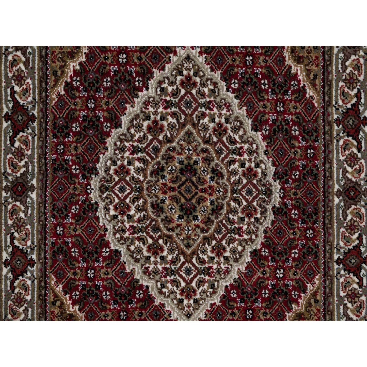 2'10"X5'1" Carmine Red Wool Tebraz Mahi With Fish Design Hand Knotted Rug