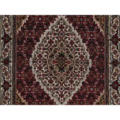 2'10"X5'1" Carmine Red Wool Tebraz Mahi With Fish Design Hand Knotted Rug