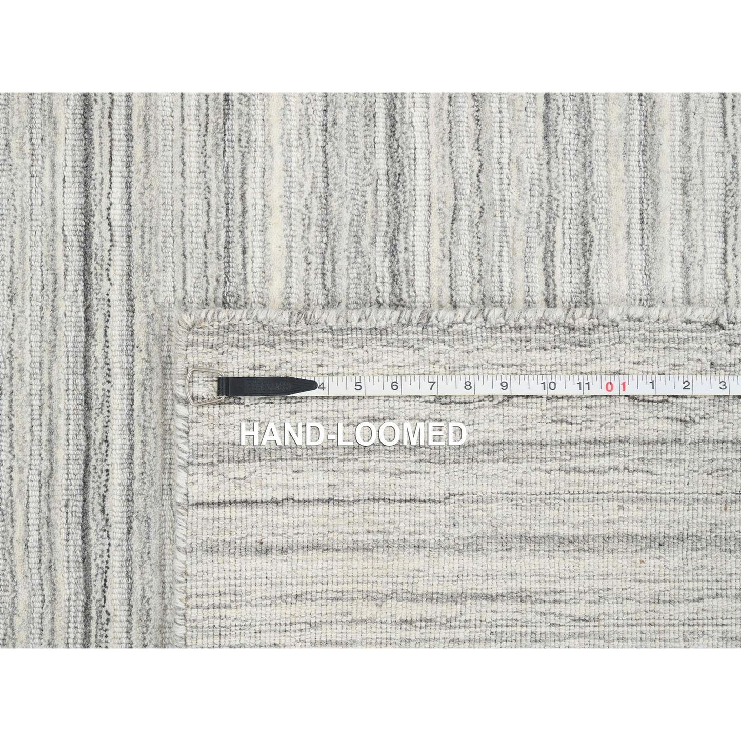 6'1"X6'1" Gray Undyed Natural Wool Modern Design Hand Loomed Square Rug