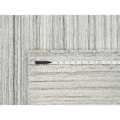 6'1"X6'1" Gray Undyed Natural Wool Modern Design Hand Loomed Square Rug