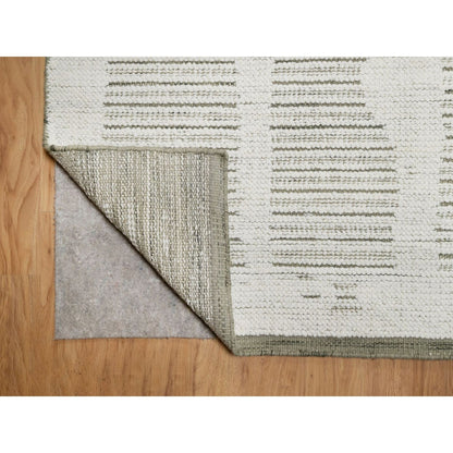 10'X14'1" Ivory Flat Weave With Pile Rug Undyed Natural Wool Hand Woven