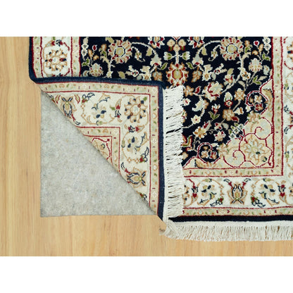 2'9"X12' Polo Blue Nain Vibrant Wool Hand Knotted Oriental Runner Rug