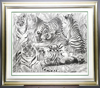 Beppe Spadacini (Italy) Original Silkscreen Print Save The Tigers Signed Framed