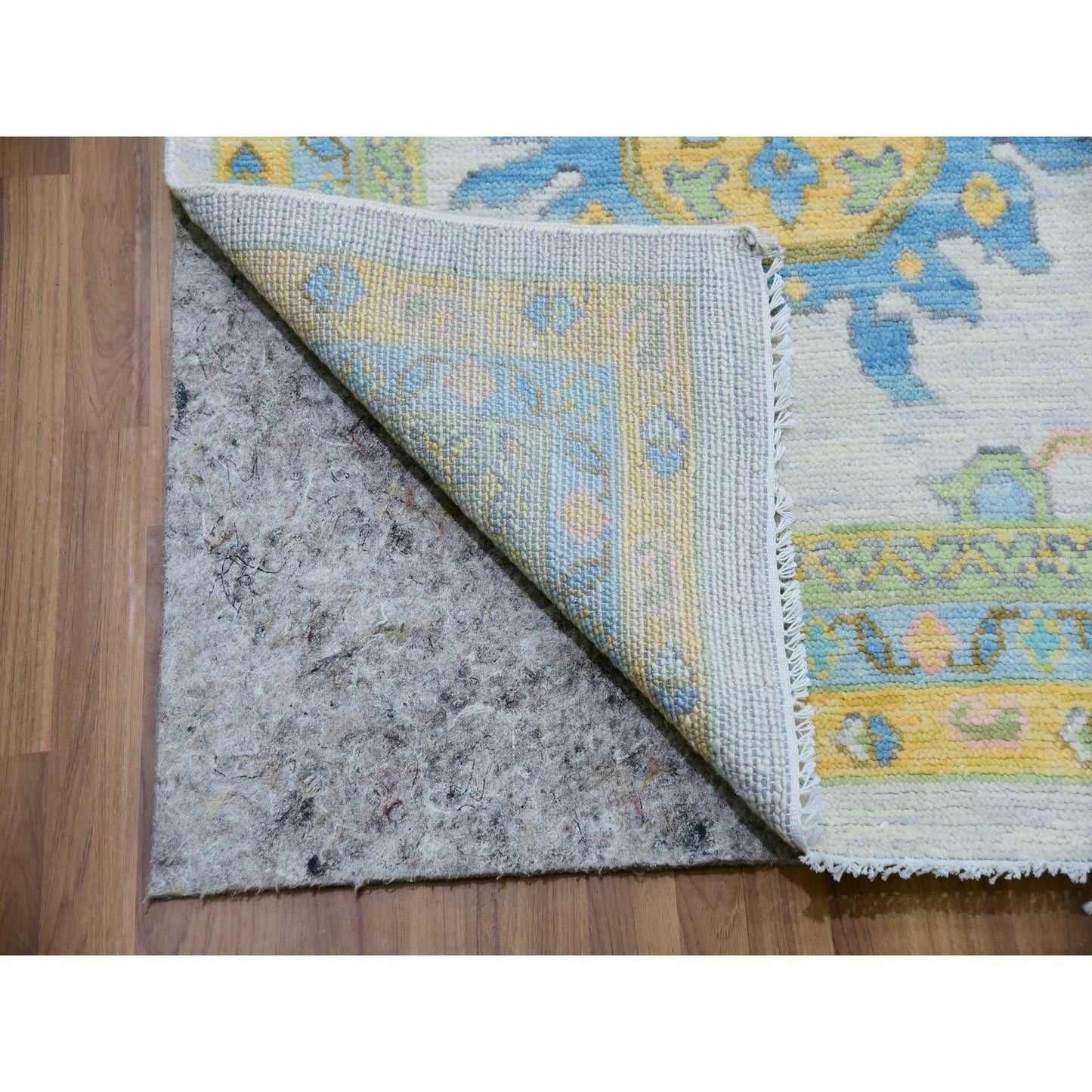 10'1"X14' Daisy Ivory Hand Knotted Oushak Weave And Design Pure Wool Rug