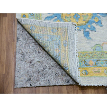 10'1"X14' Daisy Ivory Hand Knotted Oushak Weave And Design Pure Wool Rug