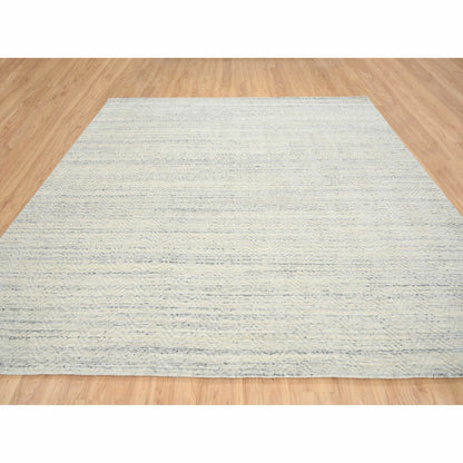 10'1"X10'1" Beige Hand Loomed Modern Design Wool Square Oriental Rug
