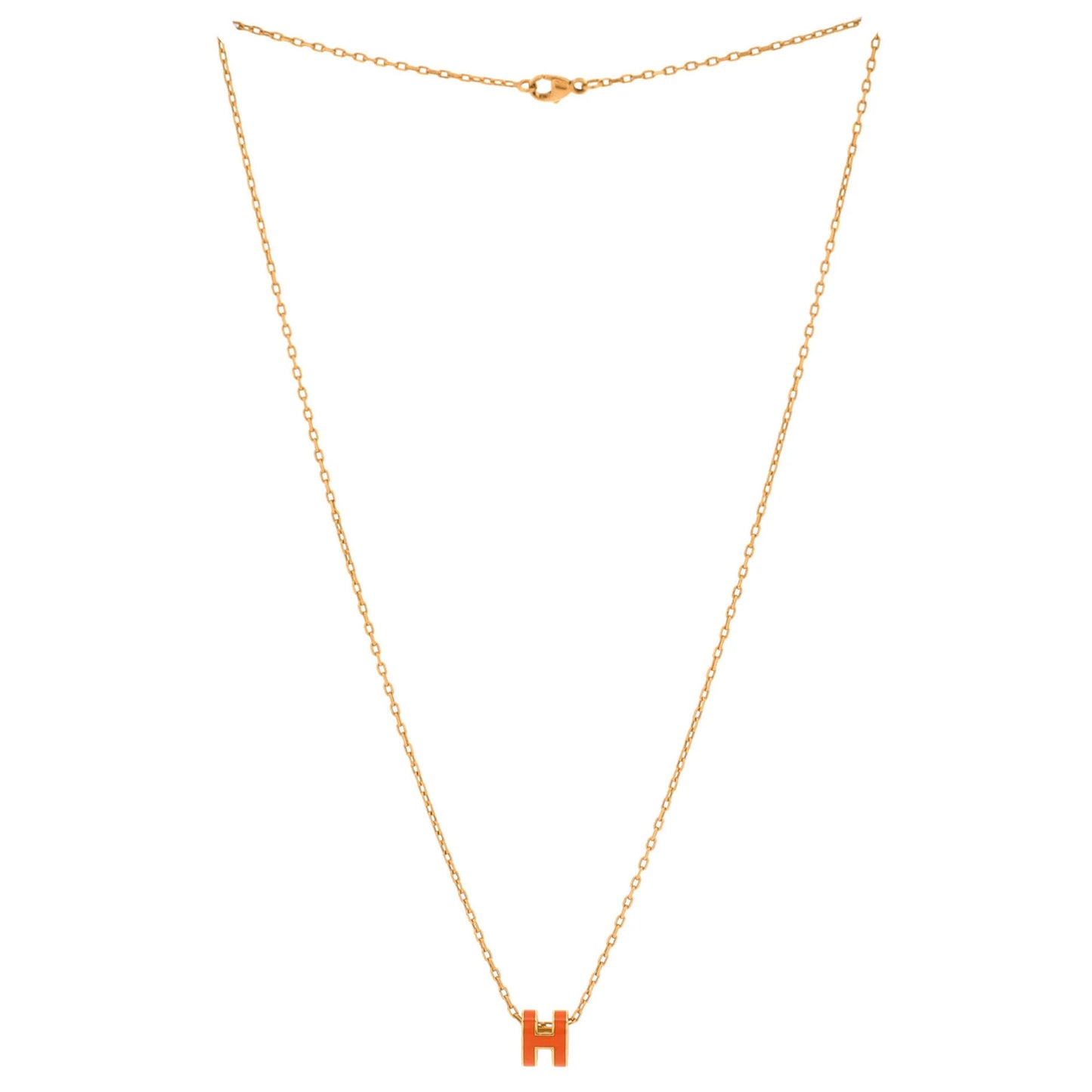 Hermes Pop H Pendant Chain Necklace Metal And Enamel Mini