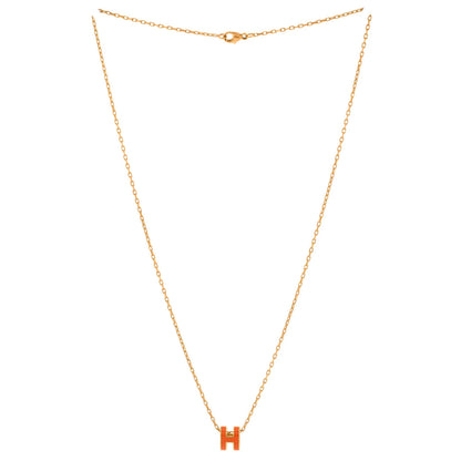 Hermes Pop H Pendant Chain Necklace Metal And Enamel Mini