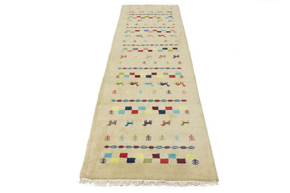 Hand-Knotted Tribal Indo-Gabbeh Pictorial Runner