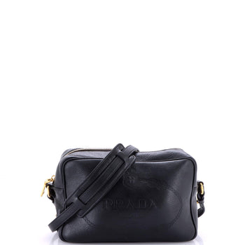 Prada Logo Camera Bag Embossed Leather Small