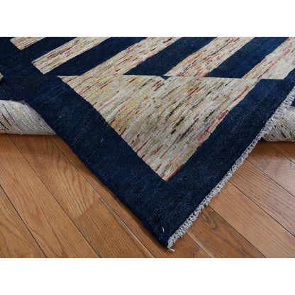 5'7"X8' Brown Pure Wool, Peshawar Gabbeh Hand Knotted On Clearance Rug