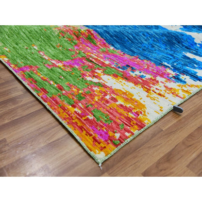 10'X14'1" Ivory Hand Knotted Modern Abstract Design All Wool Oriental Rug