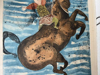 Graciela Rodog " Horse Riding " Large Serigraph Print Ed100 Signed Framed