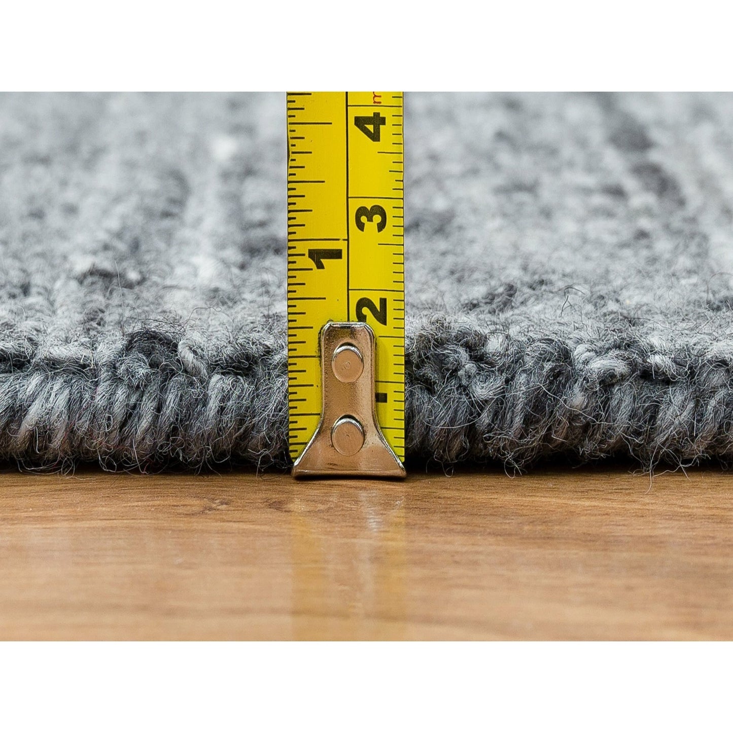 8'1"X8'1" Arsenic Gray Modern Striae Design Wool Hand Loomed Square Rug